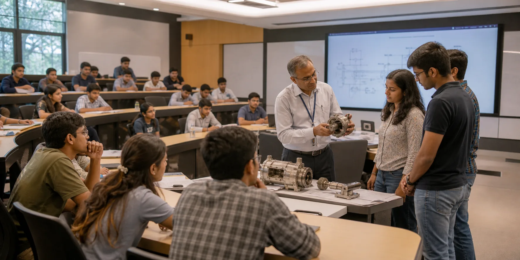Students participating in an engineering smart classroom